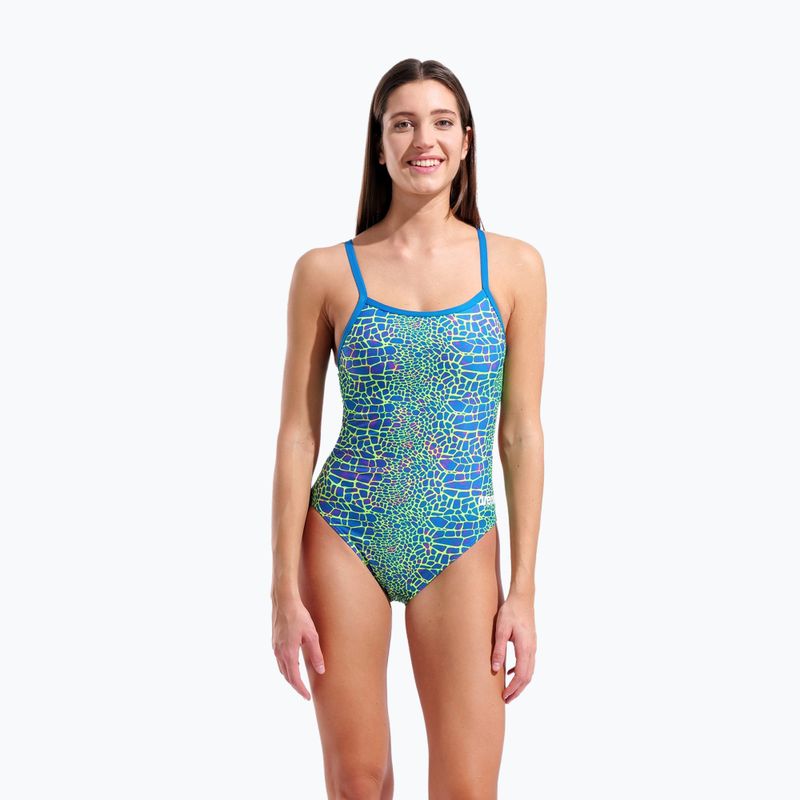 Costum de baie întreg pentru femei arena Snake Skin Challenge blue cosmo multi/blue cosmo 5