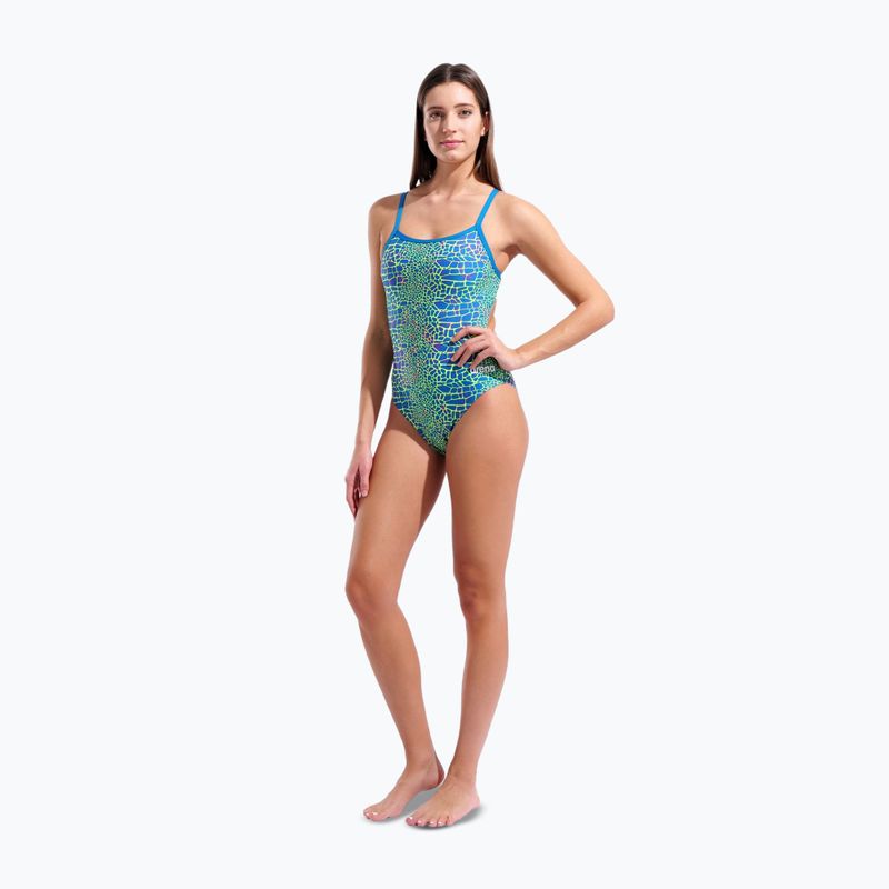 Costum de baie întreg pentru femei arena Snake Skin Challenge blue cosmo multi/blue cosmo 6