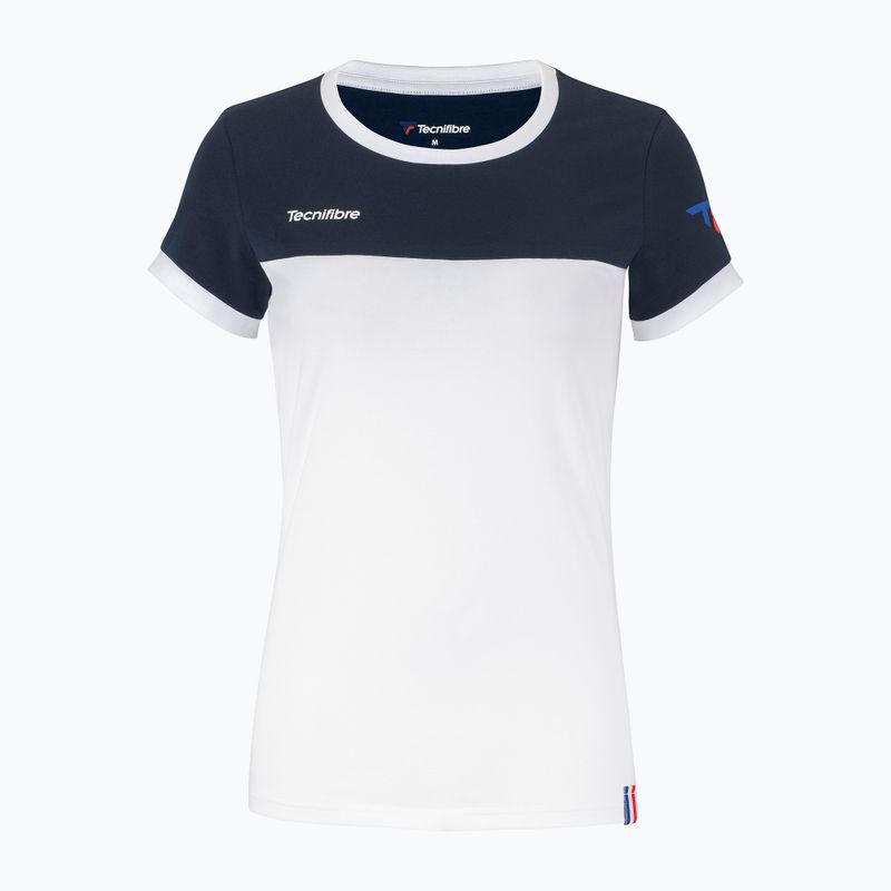 Tricou de tenis pentru femei Tecnifibre Stretch alb și albastru 22LAF1 F1