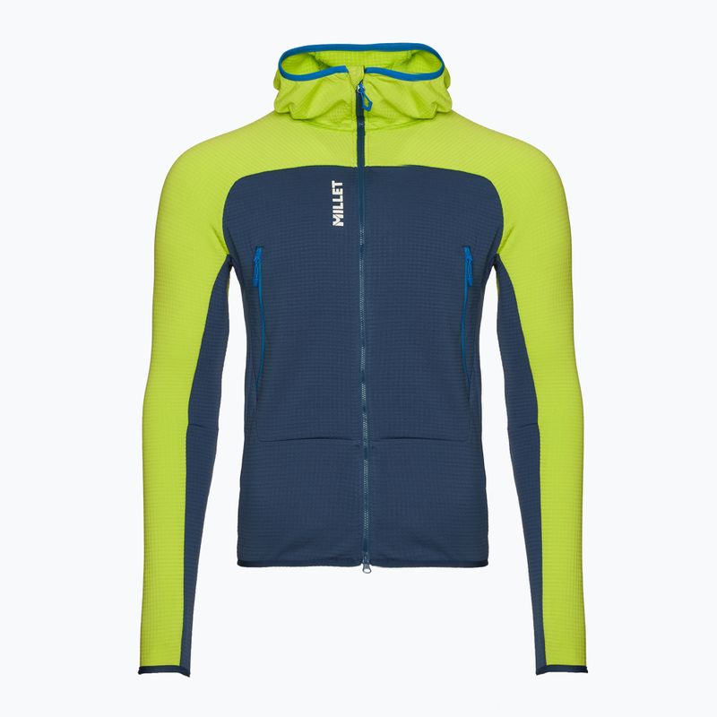 Bluză pentru bărbați Millet Fusion Grid Hoodie dark denim/acid green