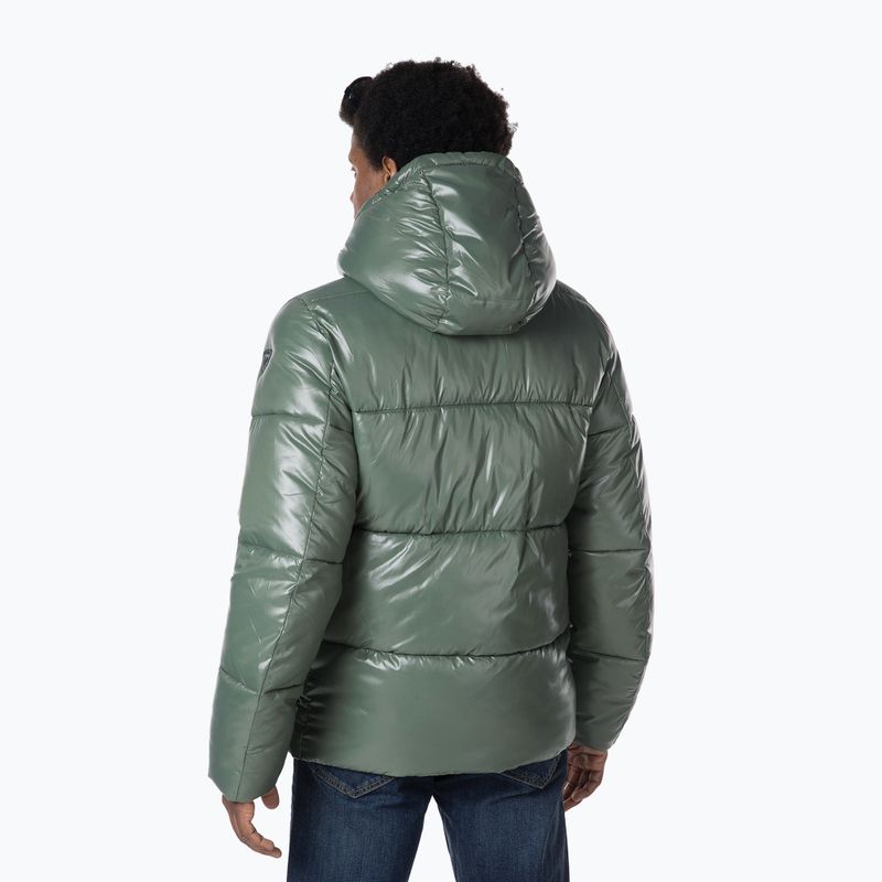 Bărbați Rossignol Shiny Hoodie Parka jachetă cu glugă în jos verde de abanos pentru bărbați 2