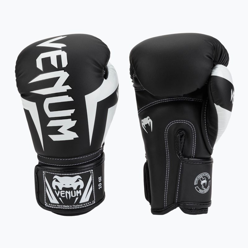 Venum Elite mănuși de box negru și alb 0984 3