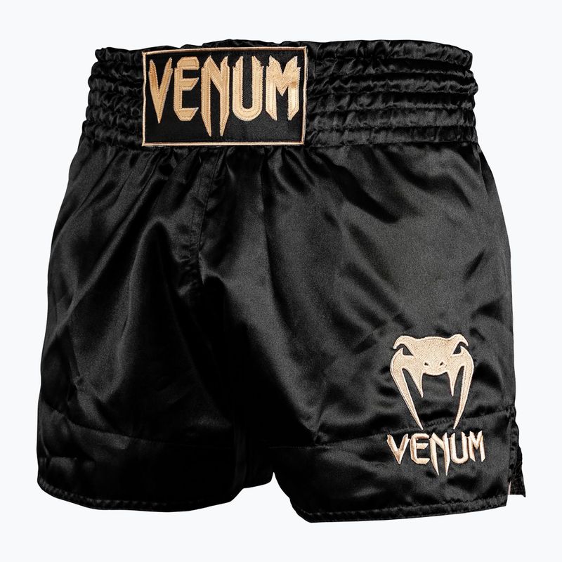 Pantaloni scurți de antrenament Venum Classic Muay Thai pentru bărbați negru/galben