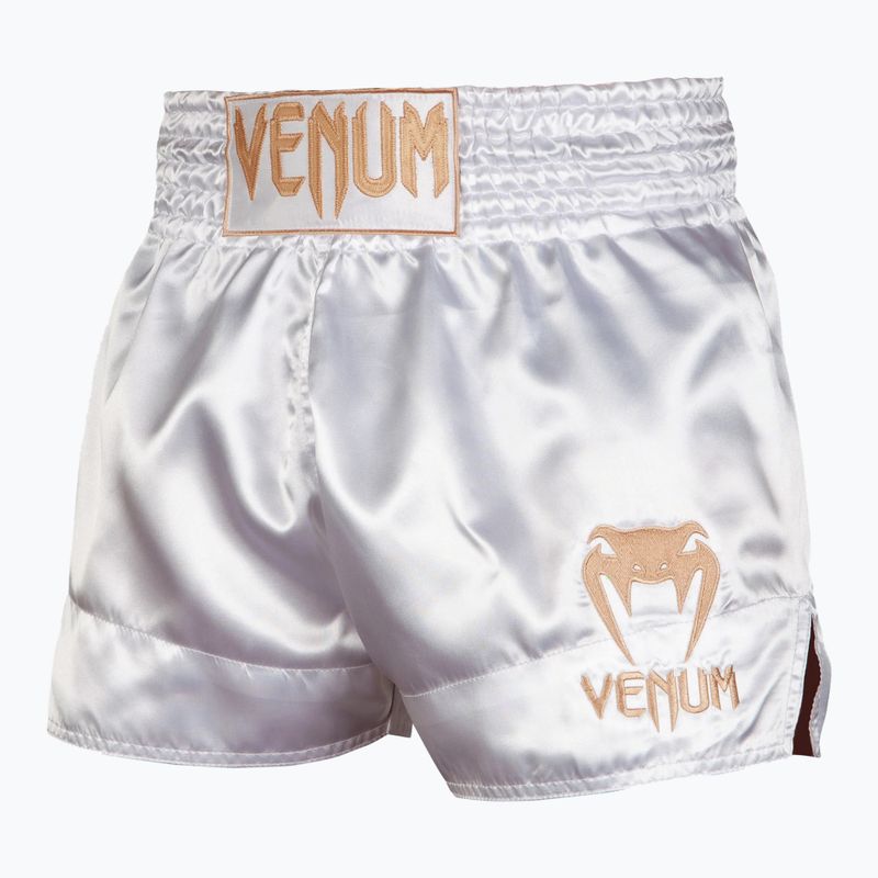 Pantaloni scurți de antrenament Venum Classic Muay Thai pentru bărbați alb/galben