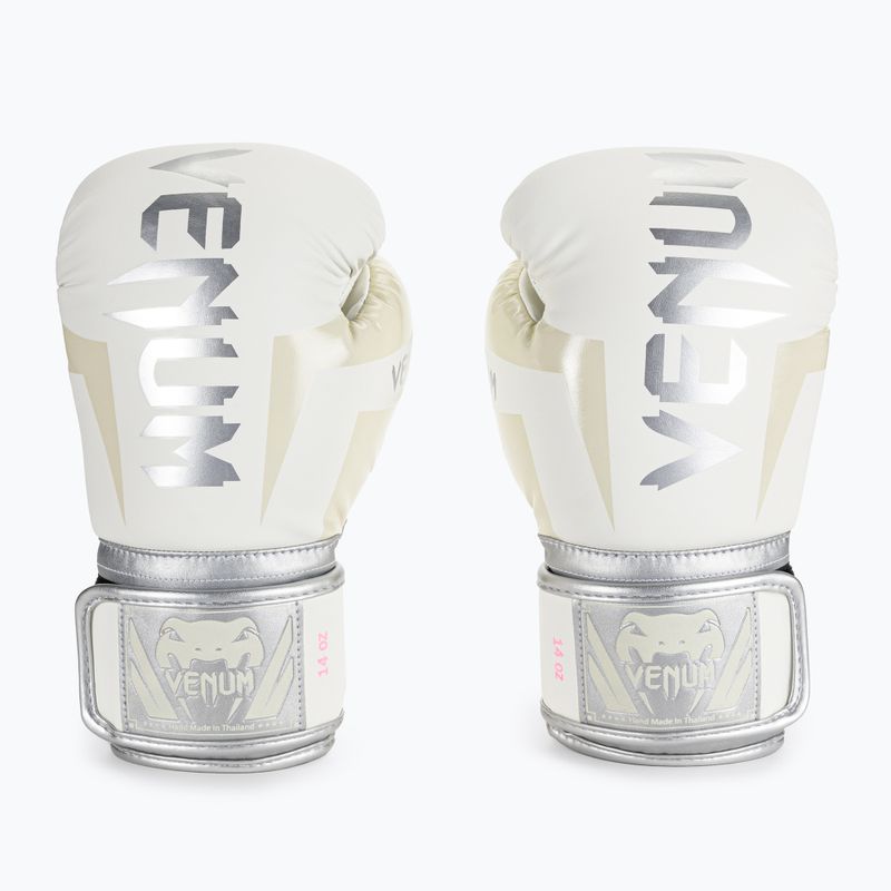 Venum Elite mănuși de box pentru bărbați alb și argintiu 1392-574
