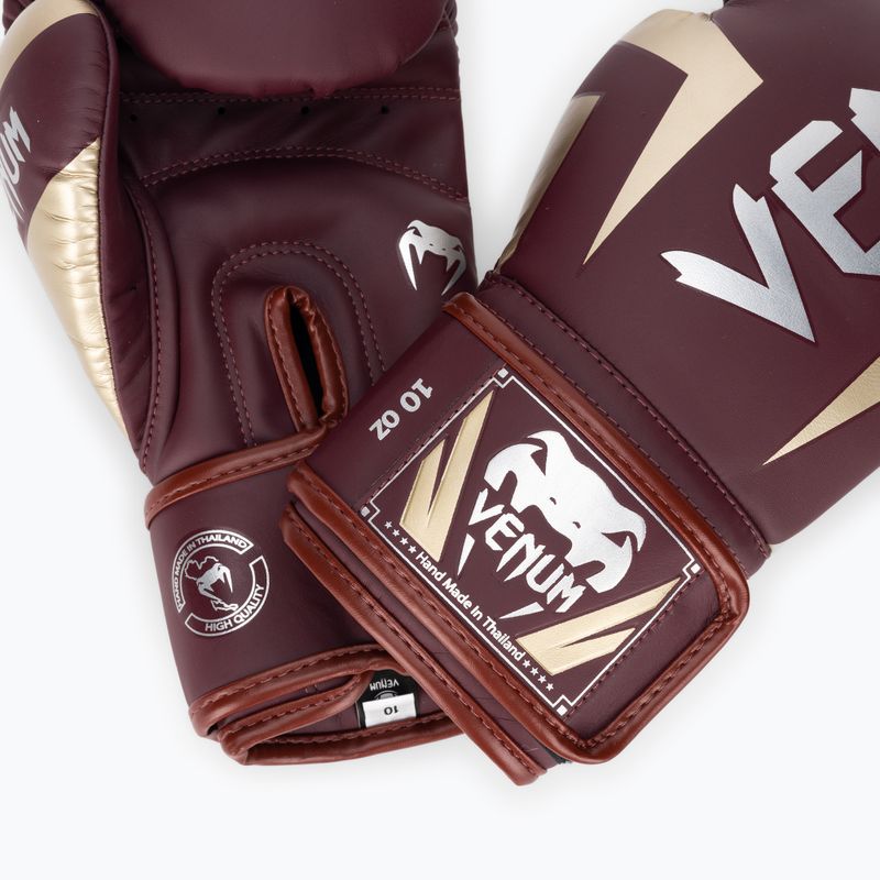 Mănuși de box Venum Elite burgundy/gold 4