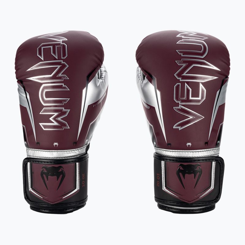 Mănuși de box Venum Elite Evo burgundy/silver