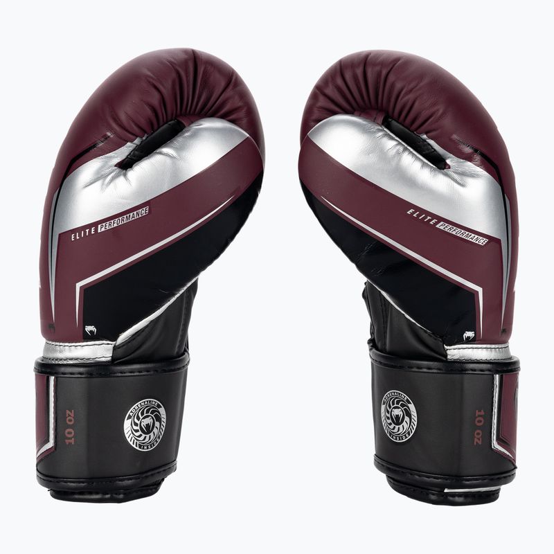 Mănuși de box Venum Elite Evo burgundy/silver 3