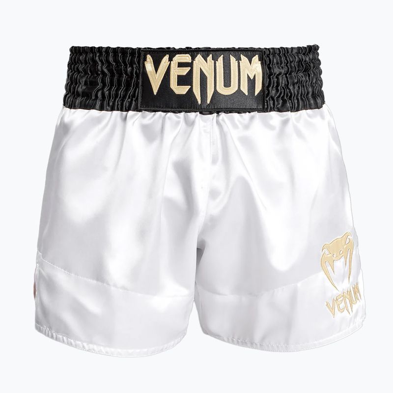 Pantaloni scurți de antrenament pentru bărbați Venum Classic Muay Thai alb/auriu/negru
