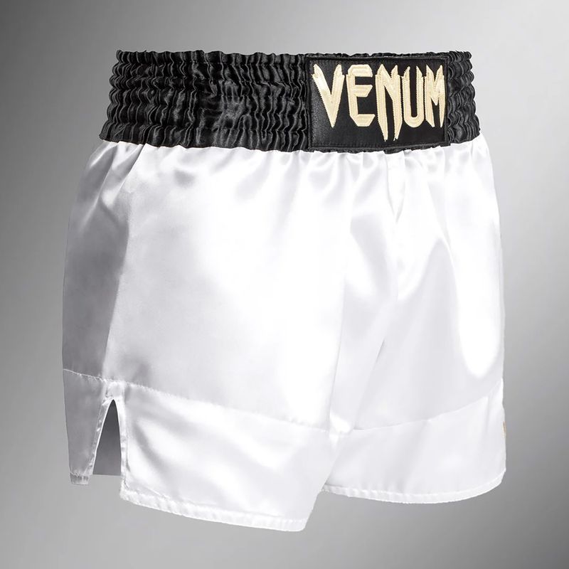 Pantaloni scurți de antrenament pentru bărbați Venum Classic Muay Thai alb/auriu/negru 2