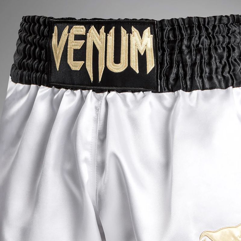 Pantaloni scurți de antrenament pentru bărbați Venum Classic Muay Thai alb/auriu/negru 4