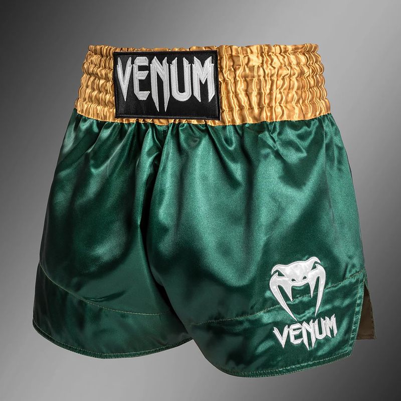 Pantaloni scurți de antrenament pentru bărbați Venum Classic Muay Thai verde/auriu/alb 3