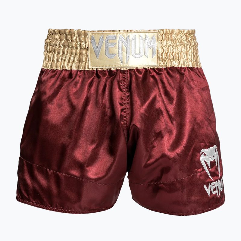 Pantaloni scurți de antrenament pentru bărbați Venum Classic Muay Thai burgundy/gold/white