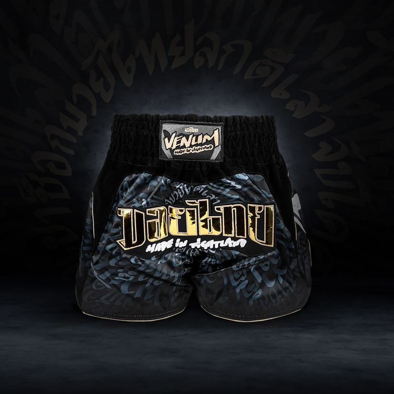 Pantaloni scurți de antrenament Venum Attack Muay Thai black/silver 6