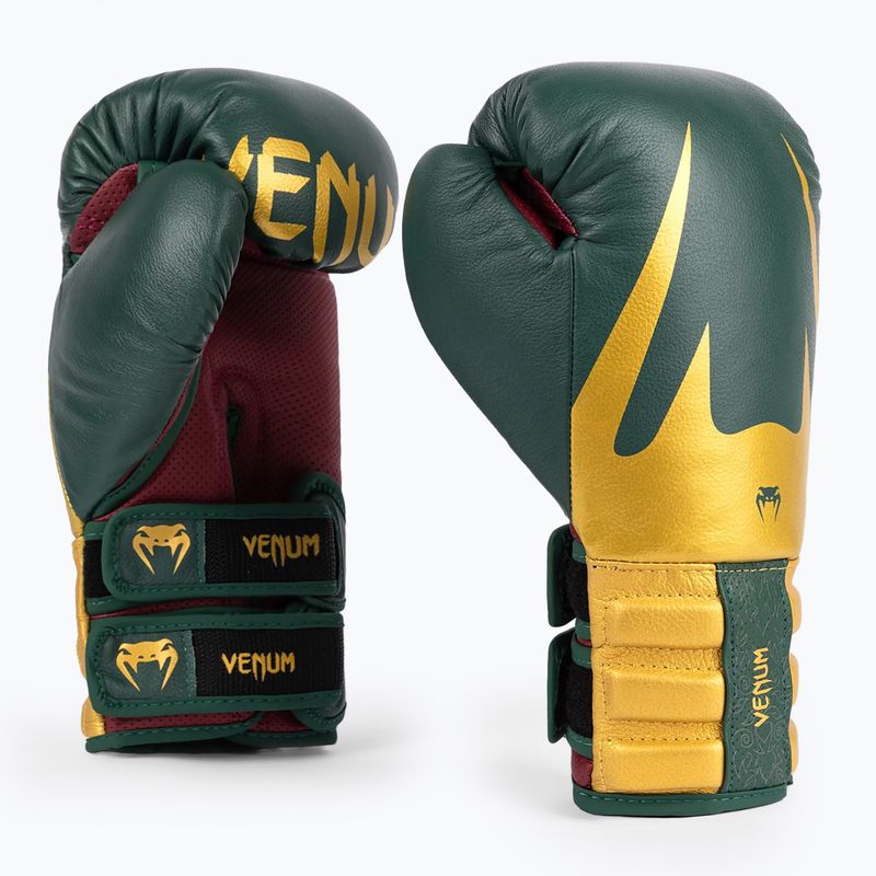 Mănuși de box Venum Reverso Boxing green/gold 3