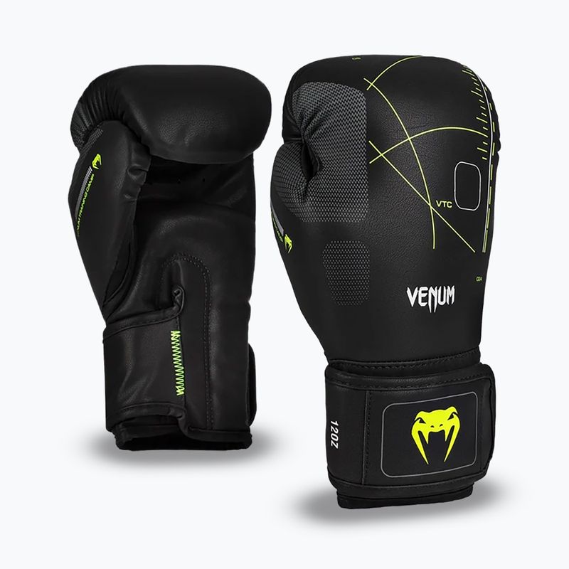 Mănuși de box Venum Training Camp 4.0 black/neo green