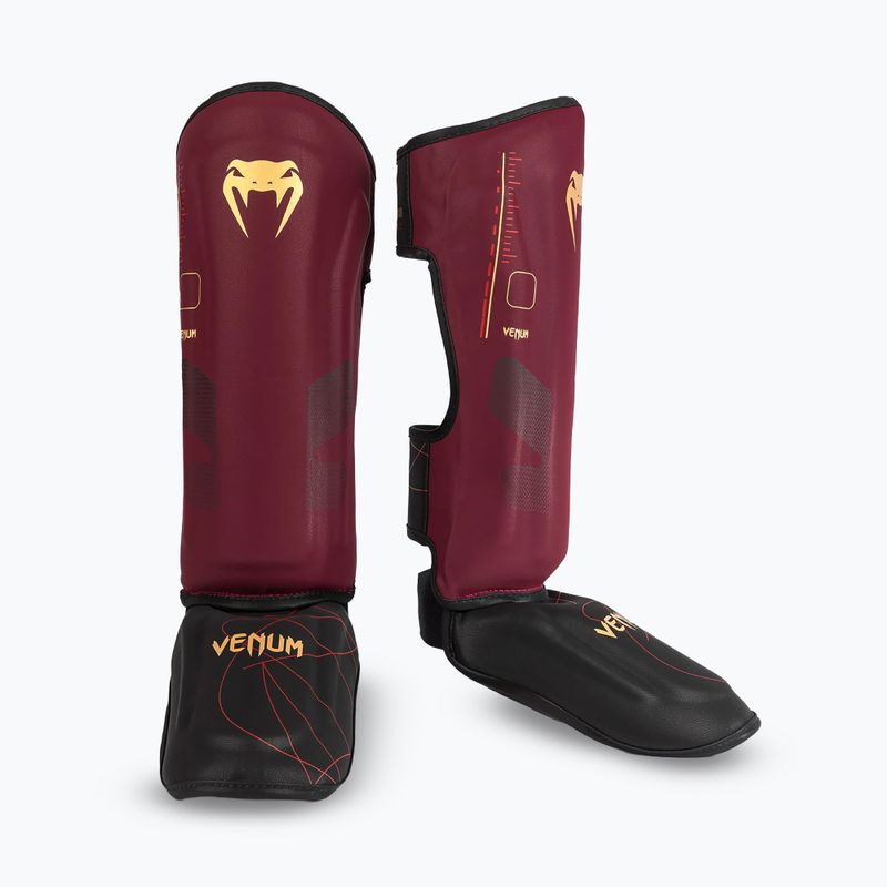 Protectoare pentru tibie și picior pentru femei Venum Tactical XT Shinguards negru/burgundy/gold 2