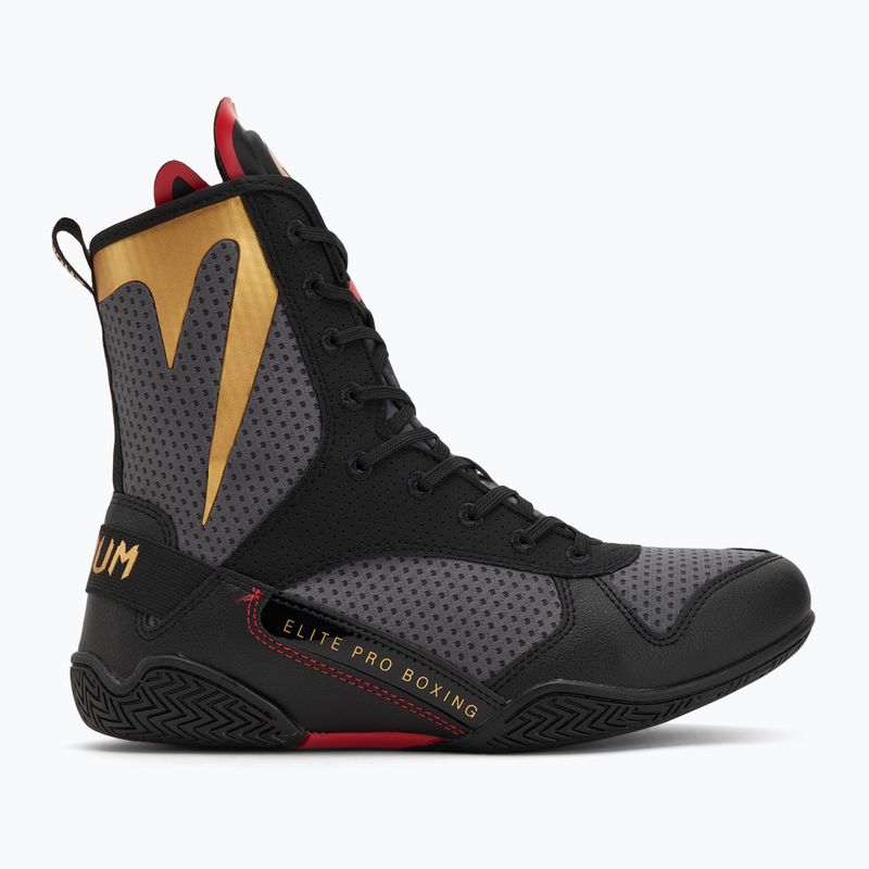 Încălțăminte de box Venum Elite Boxing stom grey/gold logo 2