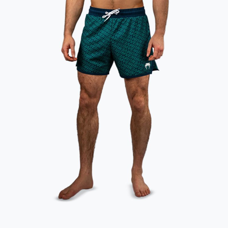 Pantaloni scurți de antrenament pentru bărbați Venum Echo Board albastru ocean profund/verde smarald