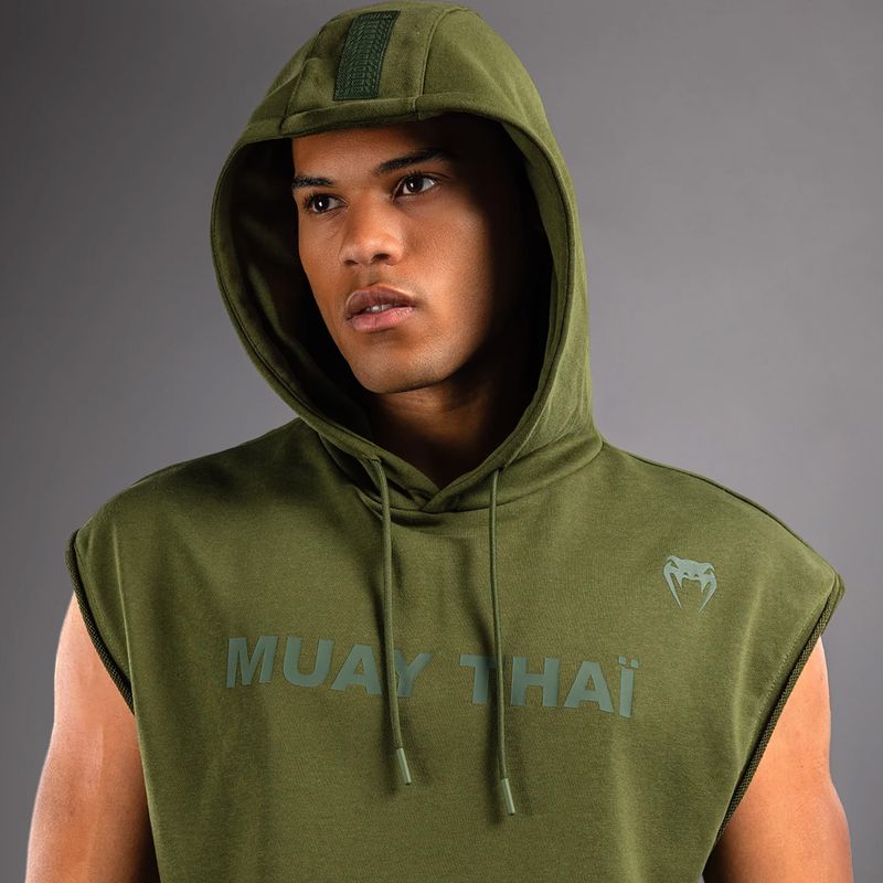 Bluză pentru bărbați Venum Muay Thai VT Sleeveless Hoodie military green 4