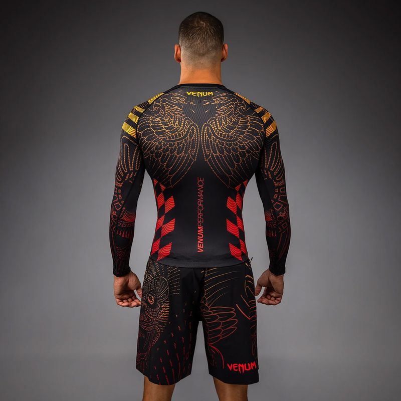 Rashguard longsleeve pentru bărbați Venum Quetzal Fury Rashguard black/fury red/tangerine 3