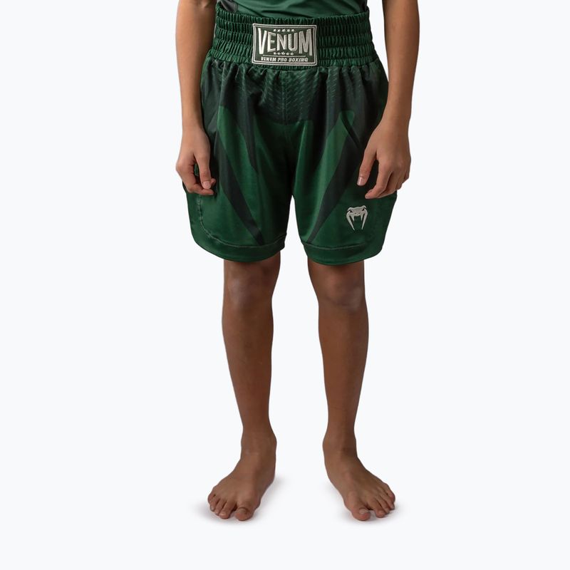 Pantaloni scurți de antrenament pentru copii Venum Attack Kids Boxing forest green/off white