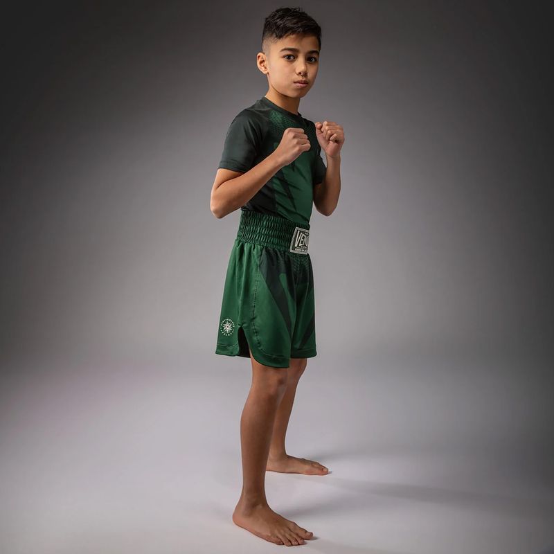 Pantaloni scurți de antrenament pentru copii Venum Attack Kids Boxing forest green/off white 2