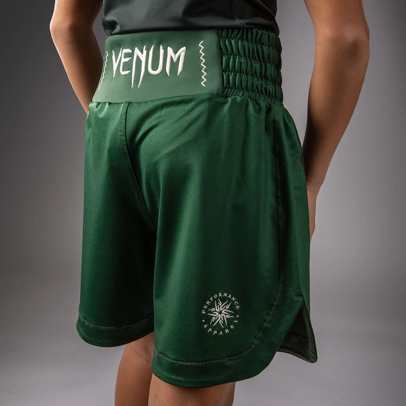 Pantaloni scurți de antrenament pentru copii Venum Attack Kids Boxing forest green/off white 7