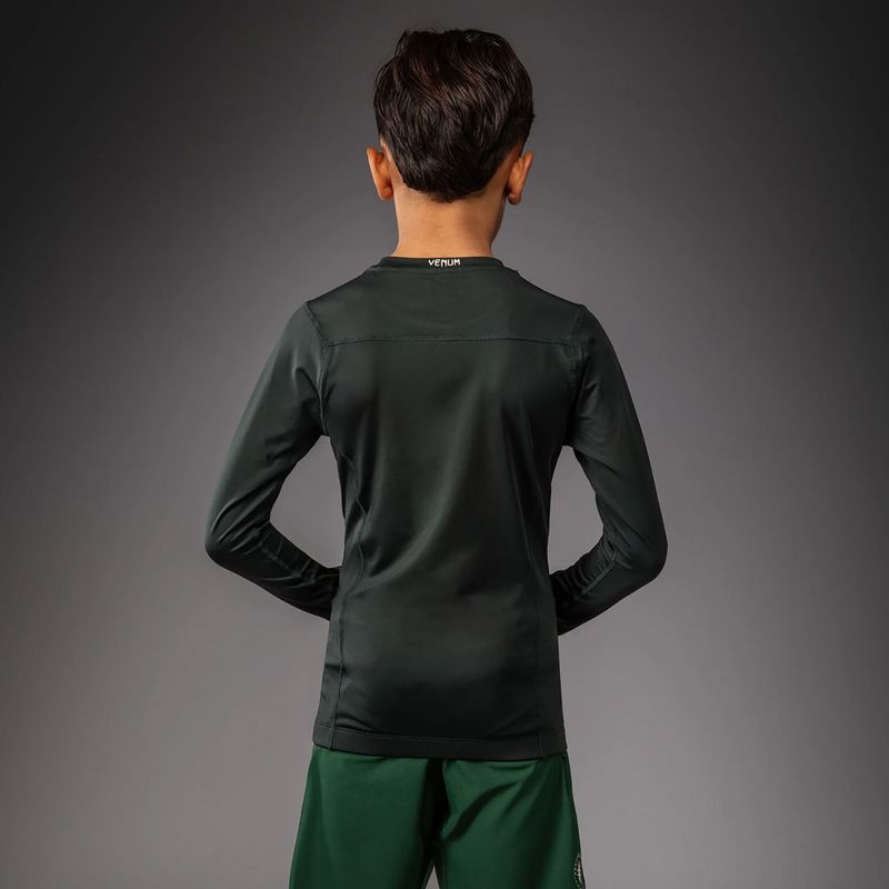 Rashguard pentru copii Venum Attack Kids Rashguard forest green/off white 2
