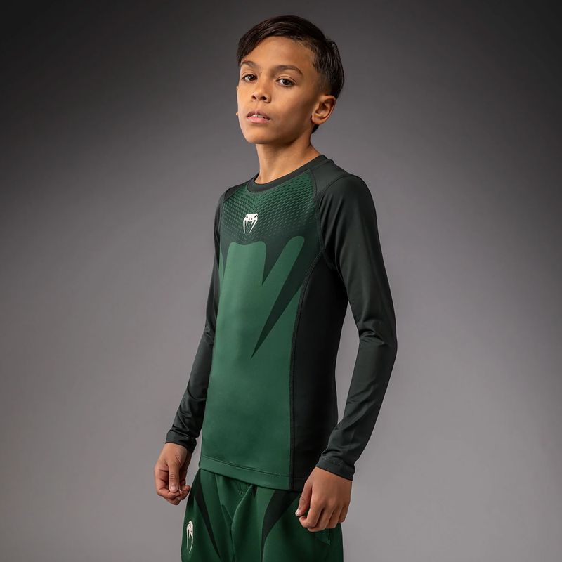 Rashguard pentru copii Venum Attack Kids Rashguard forest green/off white 3