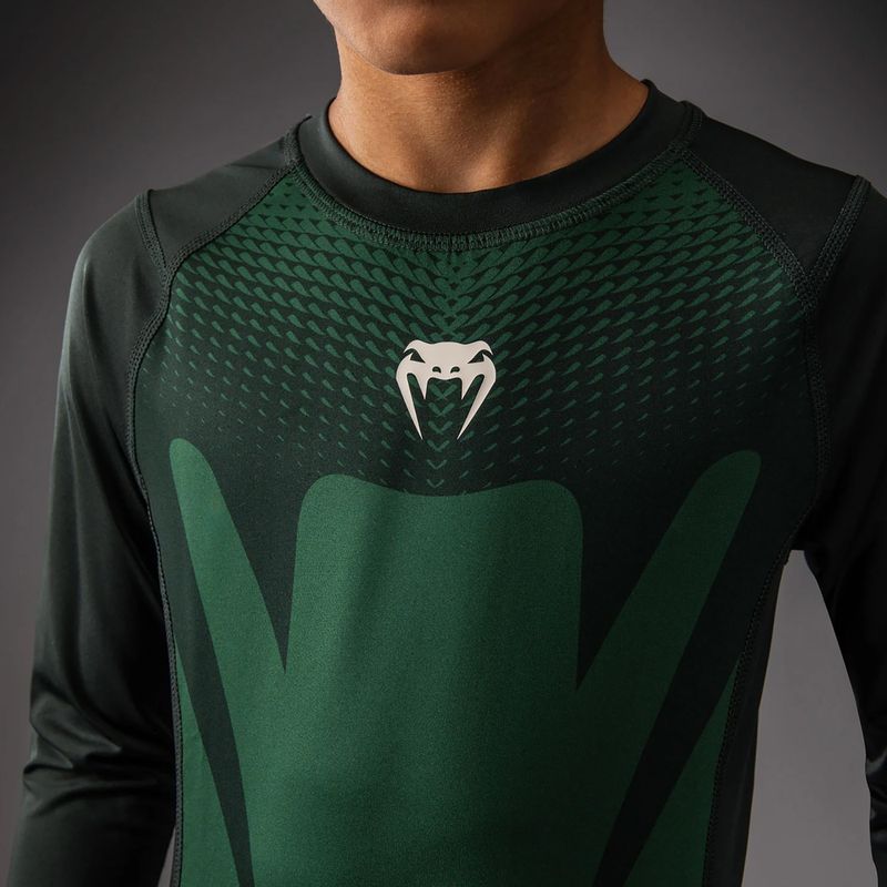 Rashguard pentru copii Venum Attack Kids Rashguard forest green/off white 4