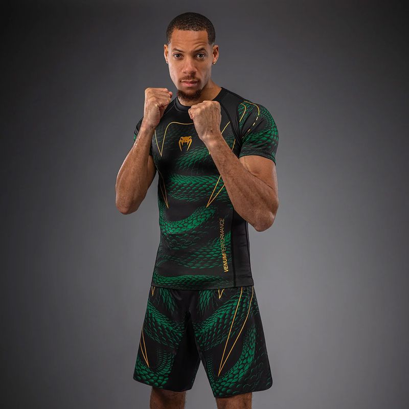 Rashguard pentru bărbați Venum Matupa Short Sleeve black/green/gold 4