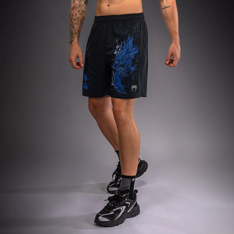 Pantaloni scurți de antrenament pentru bărbați Venum Thunder Dragon Training Black/Royal Blue 5