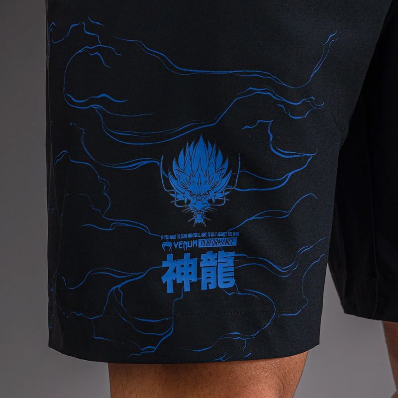 Pantaloni scurți de antrenament pentru bărbați Venum Thunder Dragon Training Black/Royal Blue 7