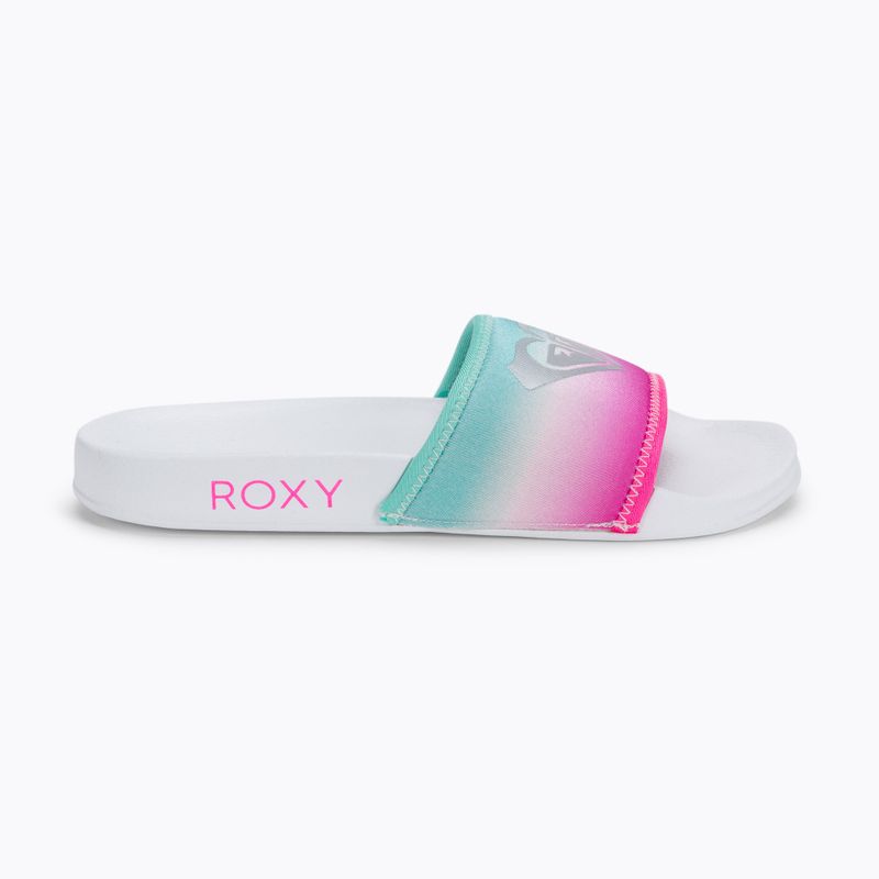 Flip-flops pentru copii ROXY Slippy Neo G 2021 white/crazy pink/turquoise 2