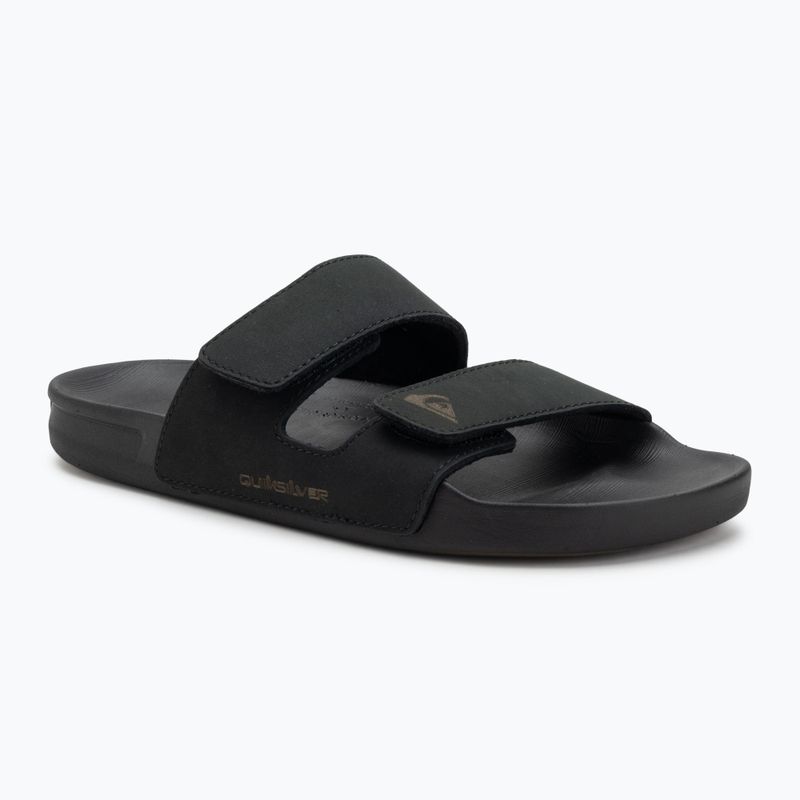 Papuci pentru bărbați Quiksilver Rivi Leather Double Adjust black 1