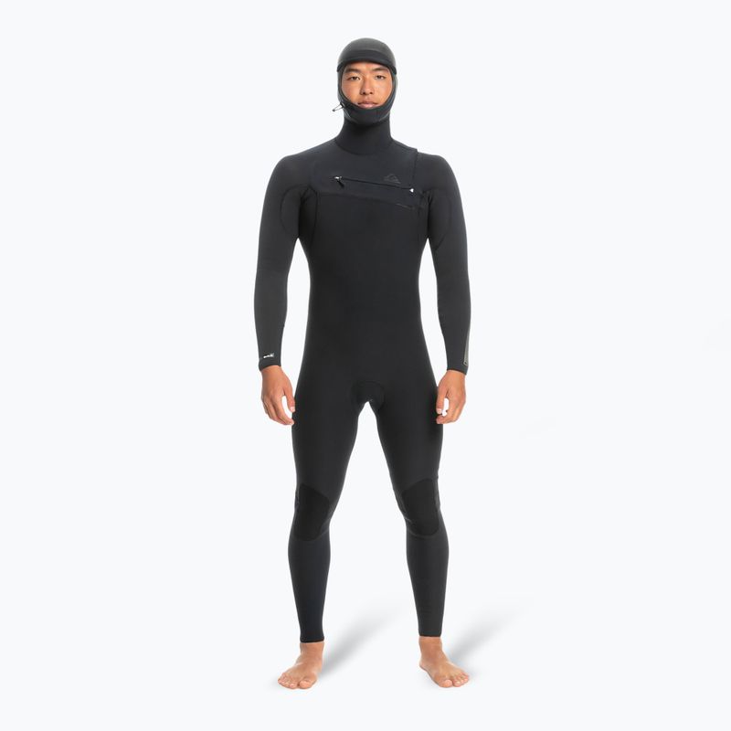 Spumă de înot pentru bărbați Quiksilver Highline 5/4/3 Chest Zip Hooded black