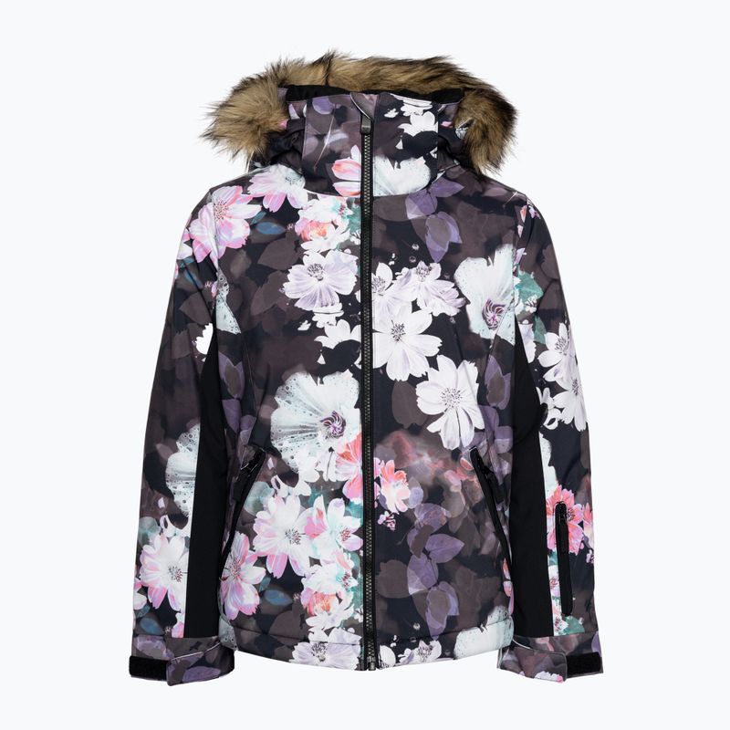 Jachetă de snowboard pentru copii ROXY Jet Ski Girl adevărat negru floare neclară floare 4