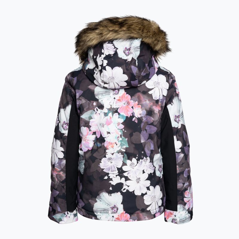 Jachetă de snowboard pentru copii ROXY Jet Ski Girl adevărat negru floare neclară floare 5