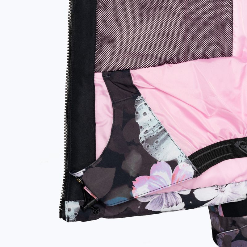 Jachetă de snowboard pentru copii ROXY Jet Ski Girl adevărat negru floare neclară floare 8