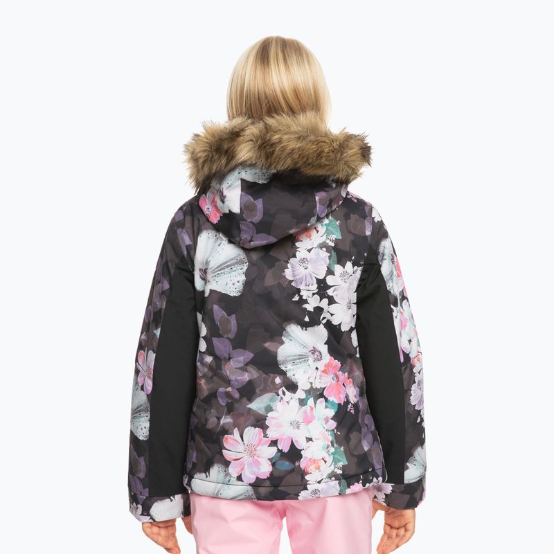 Jachetă de snowboard pentru copii ROXY Jet Ski Girl adevărat negru floare neclară floare 3