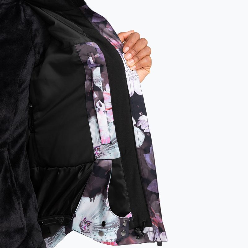 Jacheta de snowboard pentru femei ROXY Jet Ski negru adevărat floare neclară floare 7