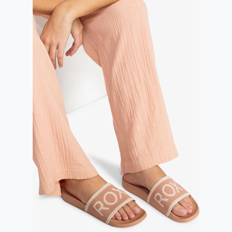 Papuci pentru femei ROXY Slippy Knit wheat/turkish coffee 4