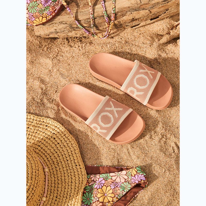 Papuci pentru femei ROXY Slippy Knit wheat/turkish coffee 6