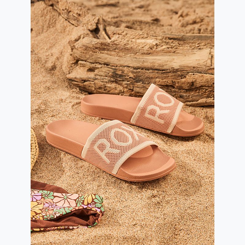 Papuci pentru femei ROXY Slippy Knit wheat/turkish coffee 7