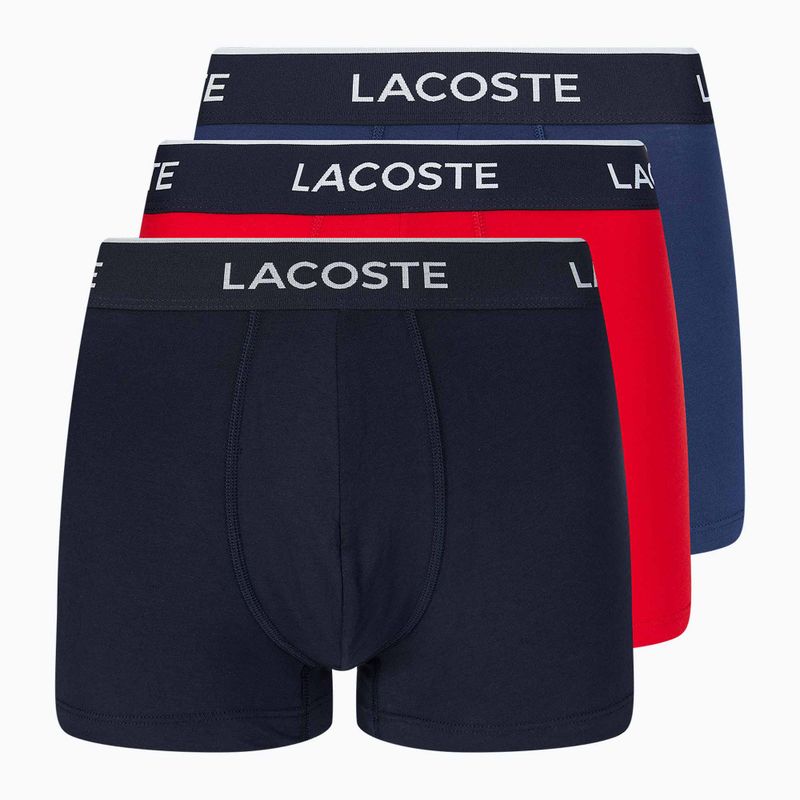 Boxeri Lacoste 5H3389 W64 3 perechi albastru marin/roșu metilenă