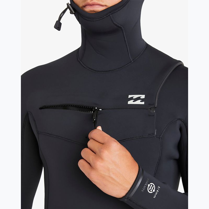 Spumă de înot pentru bărbați Billabong 5/4 mm Absolute Natural Chest Zip Hooded black 5