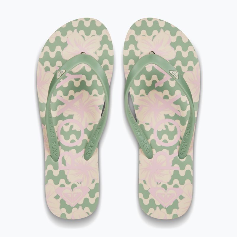 ROXY Tahiti VII verde / roz flip flops pentru femei 2