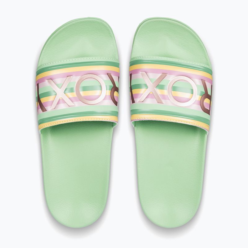 Flip-flops pentru femei ROXY Slippy II cu dungi verzi 2