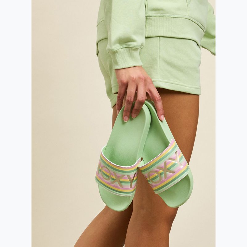 Flip-flops pentru femei ROXY Slippy II cu dungi verzi 6